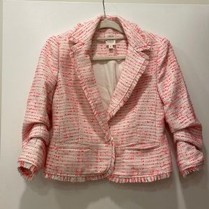 Cinq a Sept Hot Pink and White Tweed Blazer